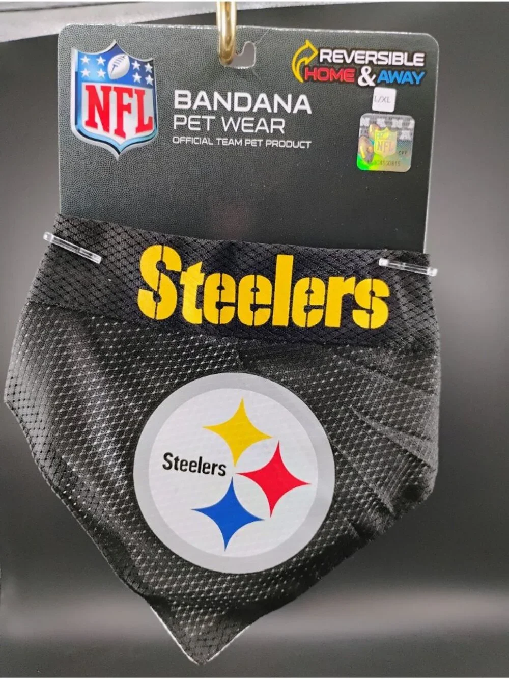 NFL Steelers L/XL Reversible Pet Bandana Home & Away Logo